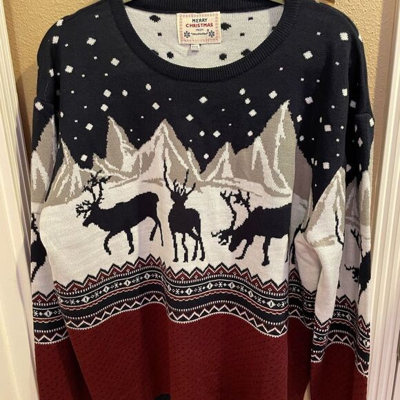 Daisy’s Boutique Men’s Elk Snowing Gorgeous Merry Christmas Sweater XXL - Picture 1 of 16